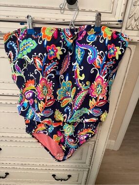 Navy Multicolor Paisley One-Piece Swimsuit